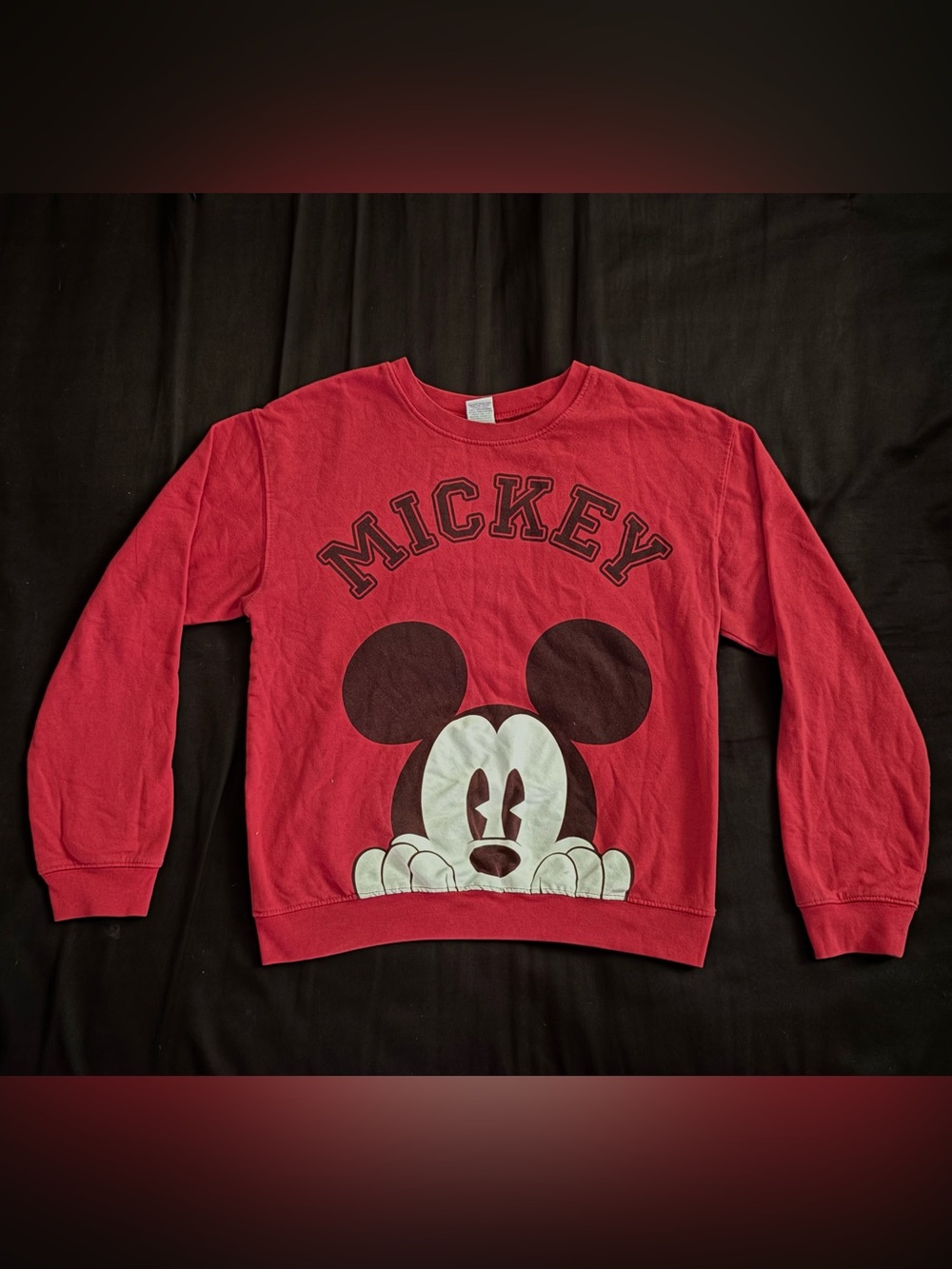 Disney Vintage Mickey Mouse “Peek-a-boo” Long Sleeve Sweatshirt | Red